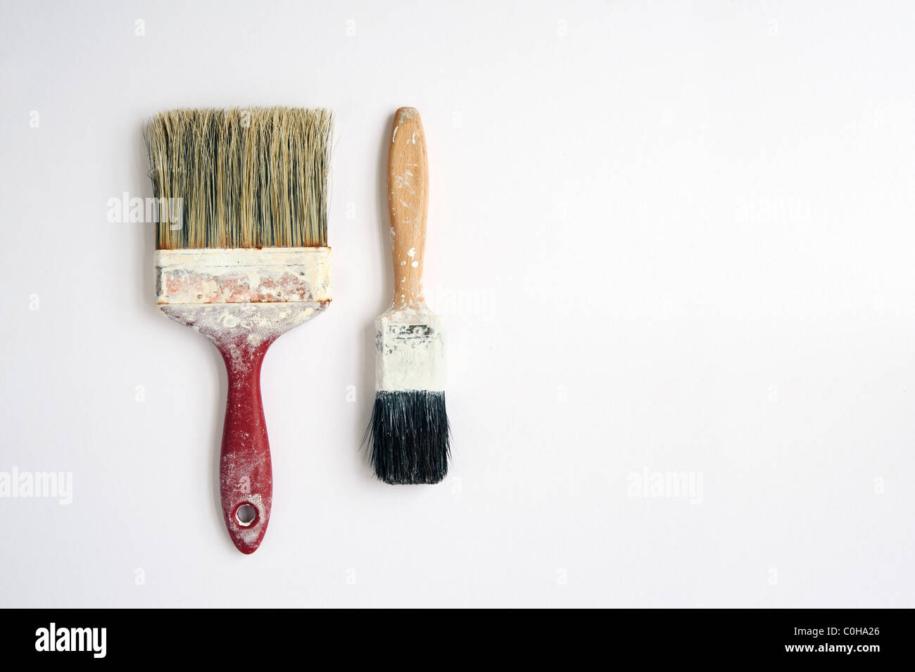 Zwei gebrauchte Pinsel Stockfoto