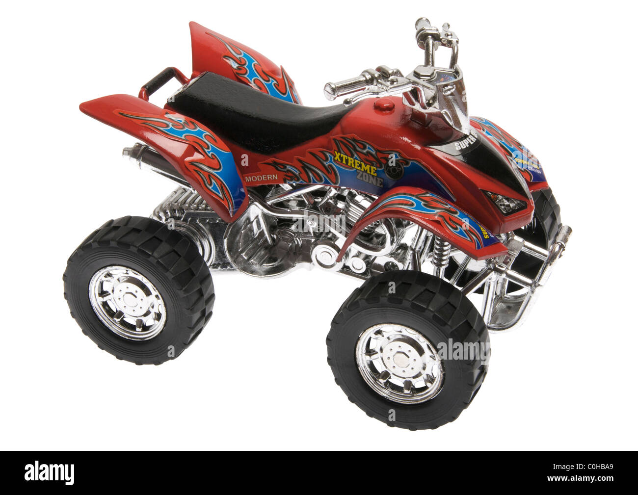 Spielzeug-Quad-Bike auf weißem Hintergrund Stockfoto