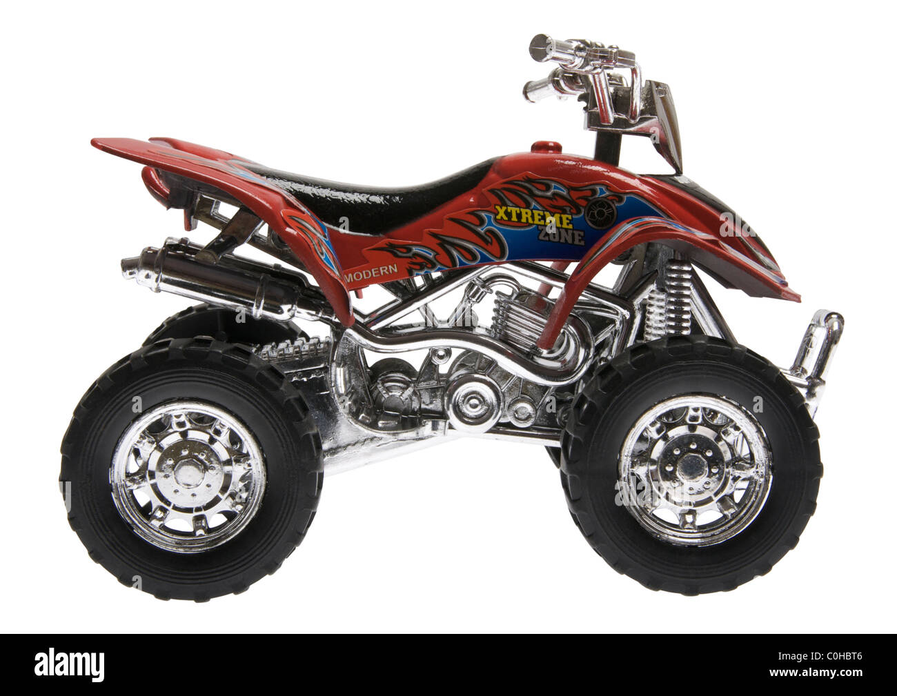 Spielzeug-Quad-Bike auf weißem Hintergrund Stockfoto