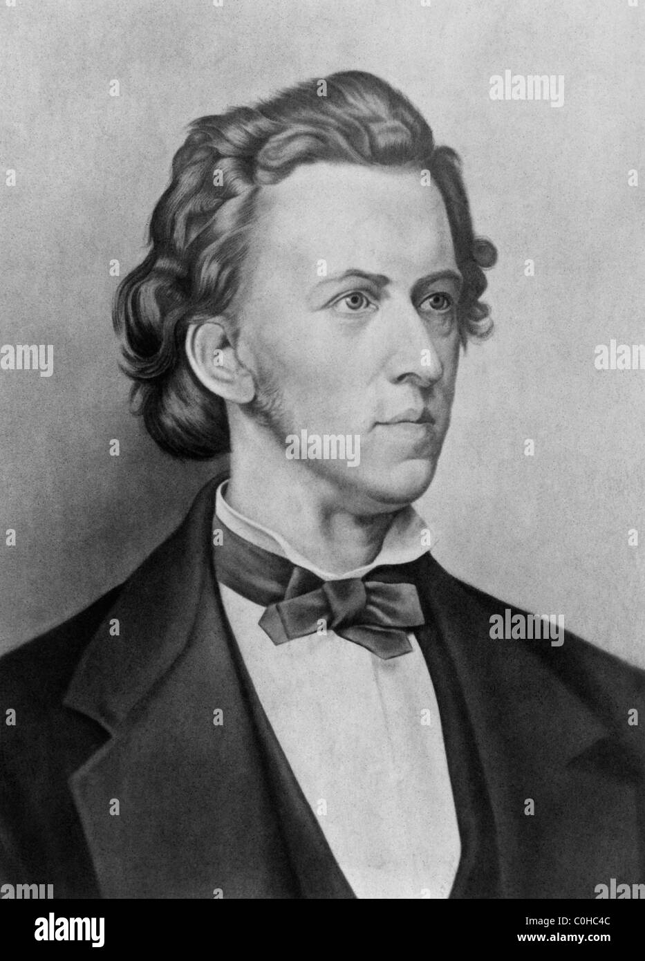 Jahrgang des 19. Jahrhunderts Porträt des polnischen Komponisten und Pianisten Frédéric Chopin (1810-1849). Stockfoto