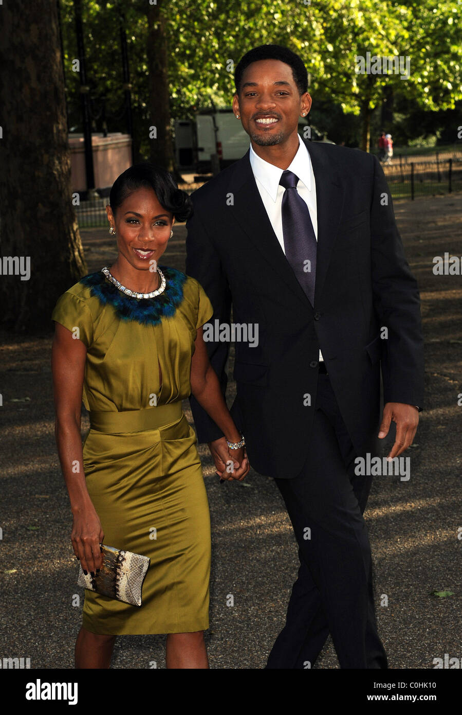 Will Smith und Jada Pinket Smith Nelson Mandela Geburtstagsessen in Hyde Park - Ankünfte London, England - 25.06.08 statt: Stockfoto