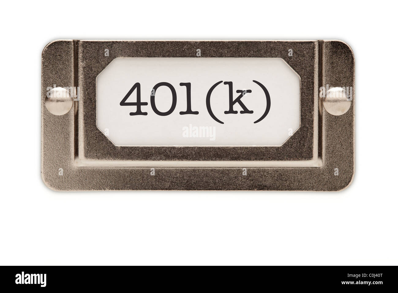 401 (k) Datei Schublade Label isoliert auf einem weißen Hintergrund. Stockfoto 401 (k) Datei Schublade Label isoliert auf einem weißen Hintergrund. Stockfoto
