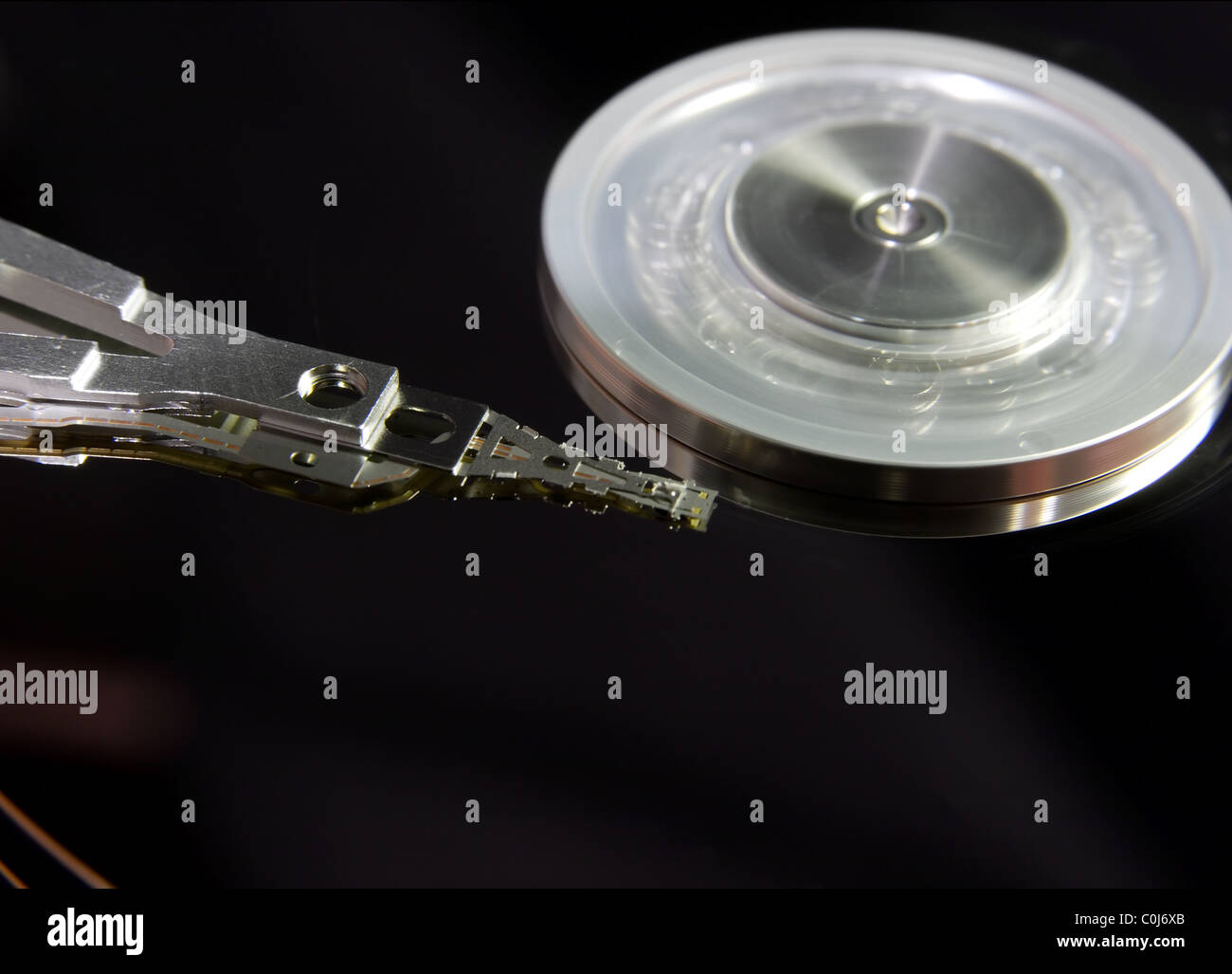 Nahaufnahme der Einbauten eine Festplatte Stockfoto