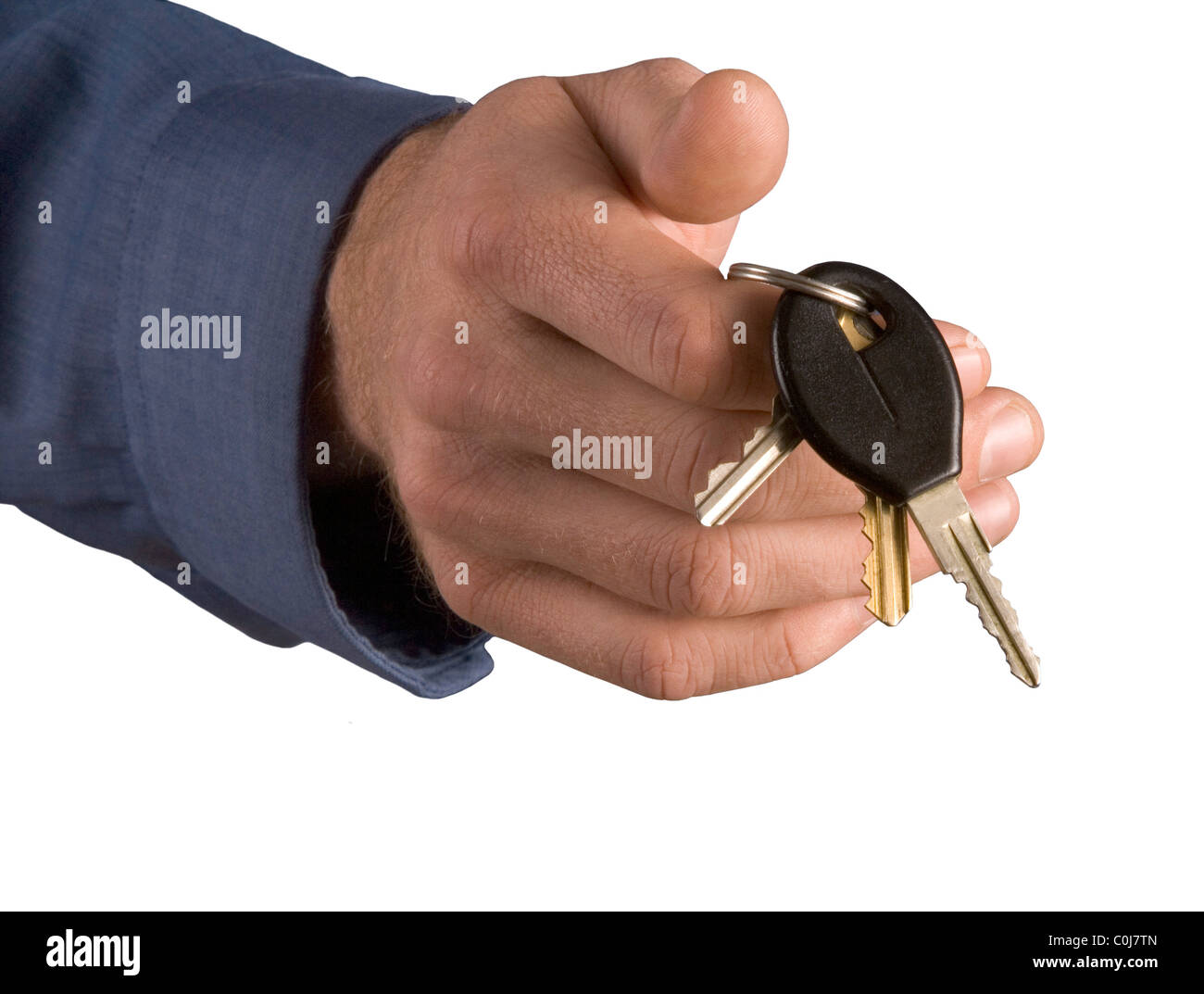 Übergabe der Autoschlüssel. Stockfoto