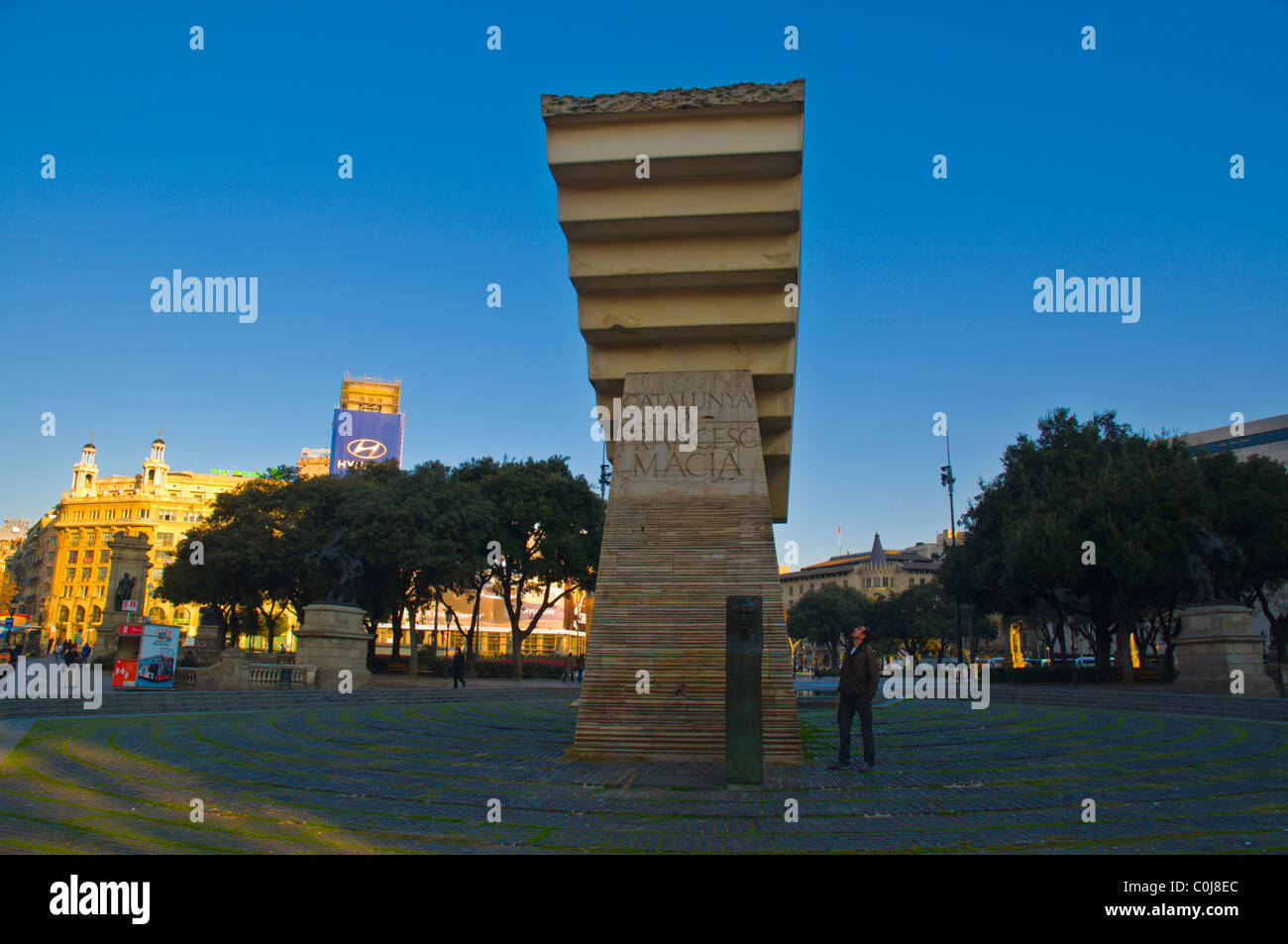 Francesc Macia Denkmal am Placa de Catalunya square Barcelona Catalunya Spanien Mitteleuropa Stockfoto