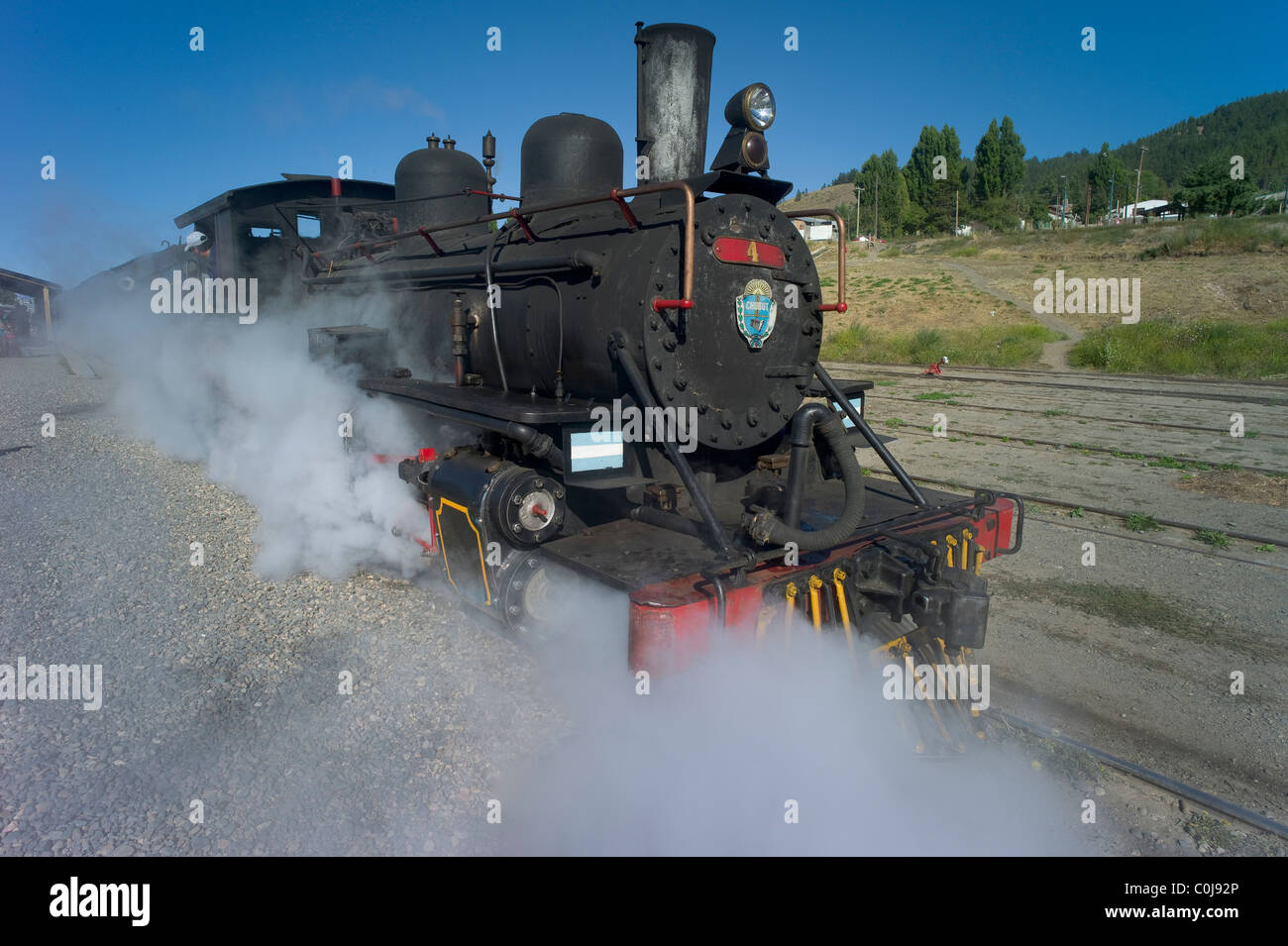 Lokomotive der alte Patagonien-Express, Esquel, Chubut, Argentinien Stockfoto