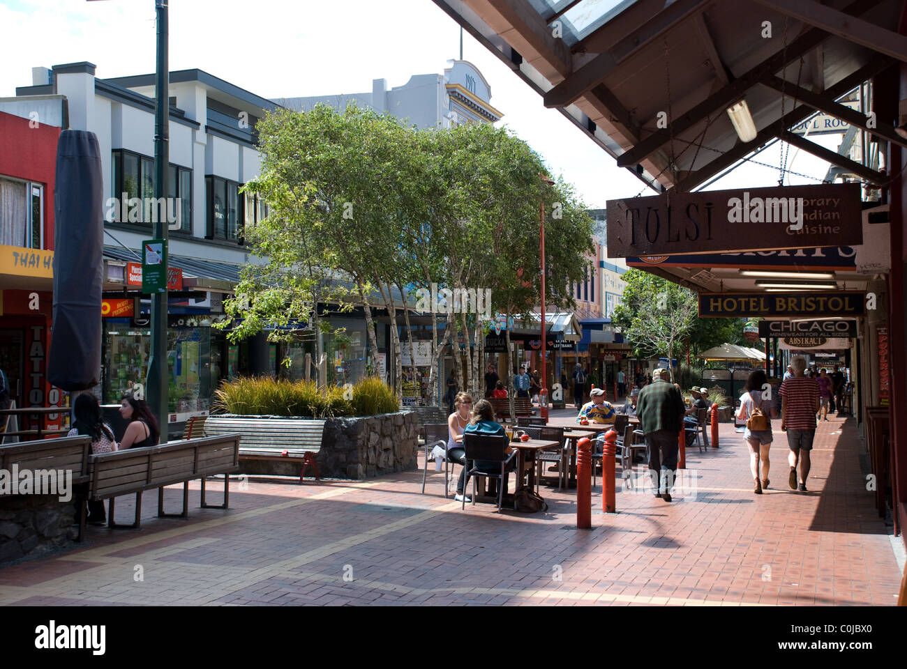Cuba Street (Zentrum der Café-Kultur), Wellington, Neuseeland Stockfoto