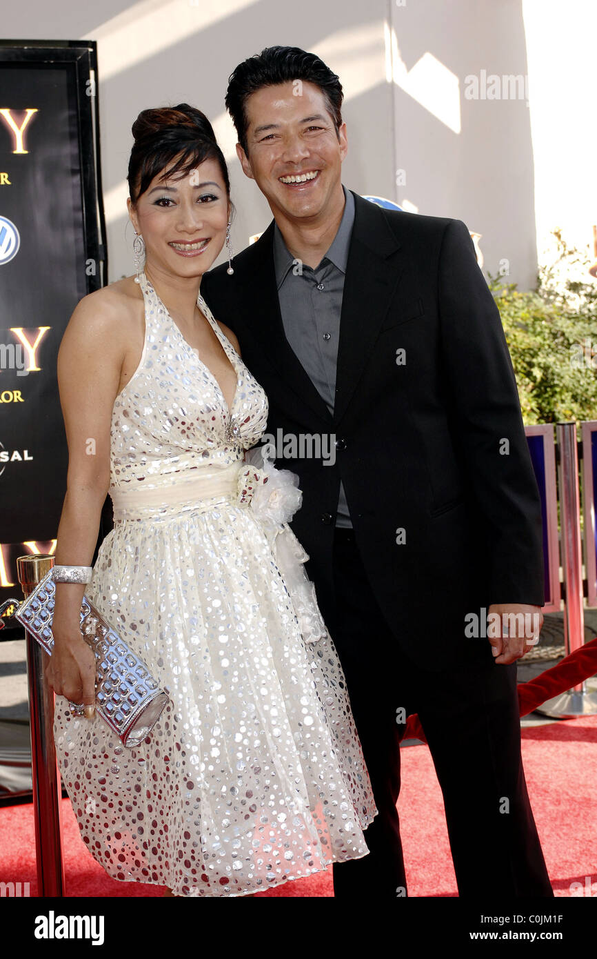 Russell Wong und Frau Los Angeles-Premiere von "die Mumie: Grabmal des Drachenkaisers" bei Gibson Amphitheater Universal Stockfoto