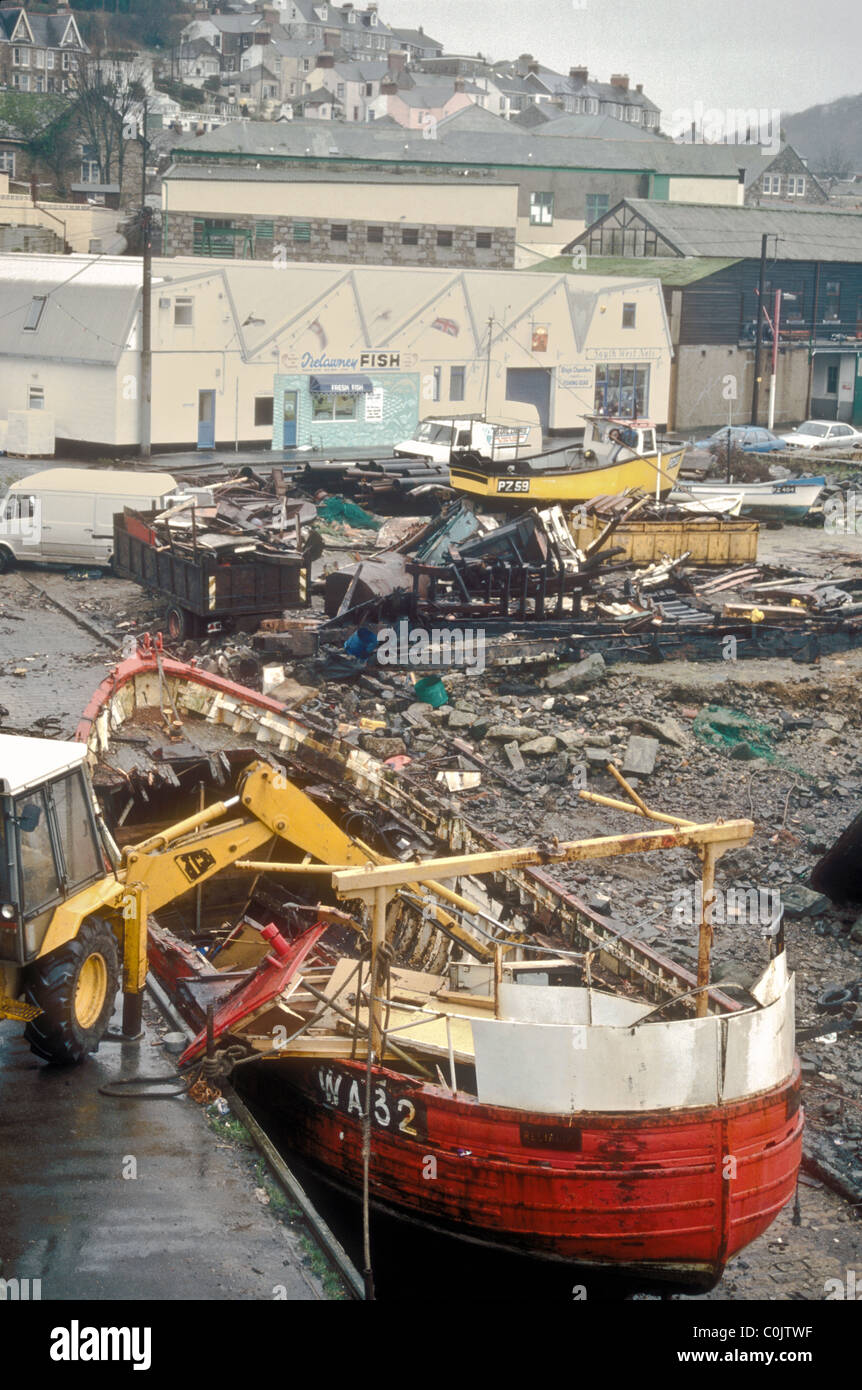 Stilllegung motor Fischereifahrzeuge in Newlyn Harbour in der Nähe von Penzance Cornwall England Stockfoto
