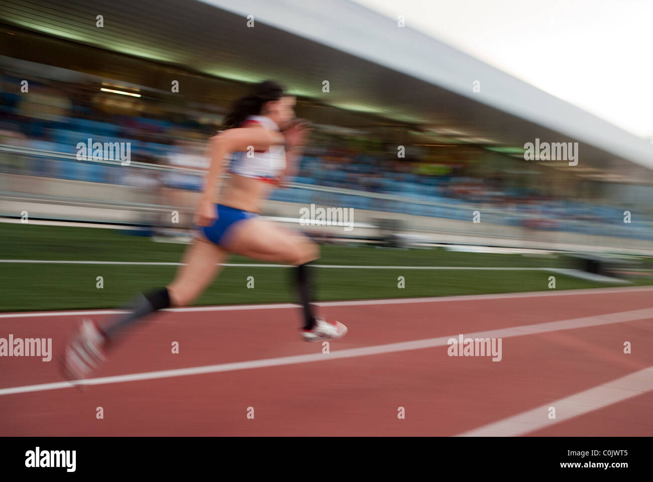 Sportlerin, Sport im freien Wettbewerb Rennen Leichtathletik Erwachsene ausgeführt. WM Spanien, 3. Juli 4. 2010-Mallorca Stockfoto
