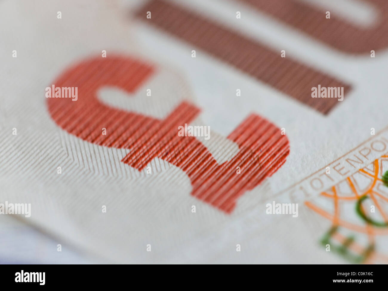 Zehn Pfund Sterling-Noten sind für ein Foto einrichten Stockfoto