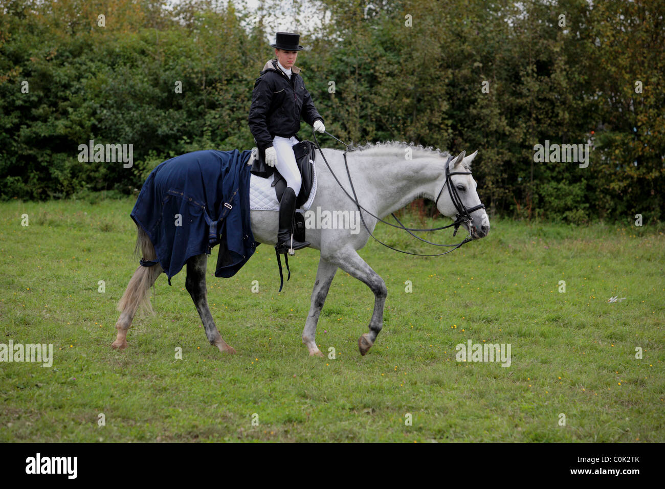 Pferd Reiten Frau Stockfoto