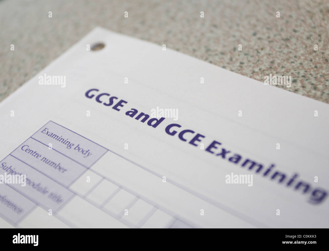 Ein GCSE und GCE Prüfungsaufgabe in Maidstone, Kent, Großbritannien Stockfoto
