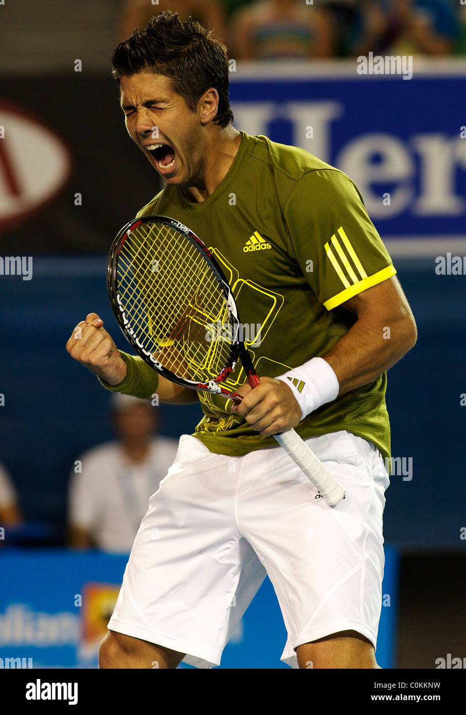 Fernando Verdasco, Spanien, in Aktion während der Frauen Halbfinale bei den  Australian Open Tennis Stockfotografie - Alamy