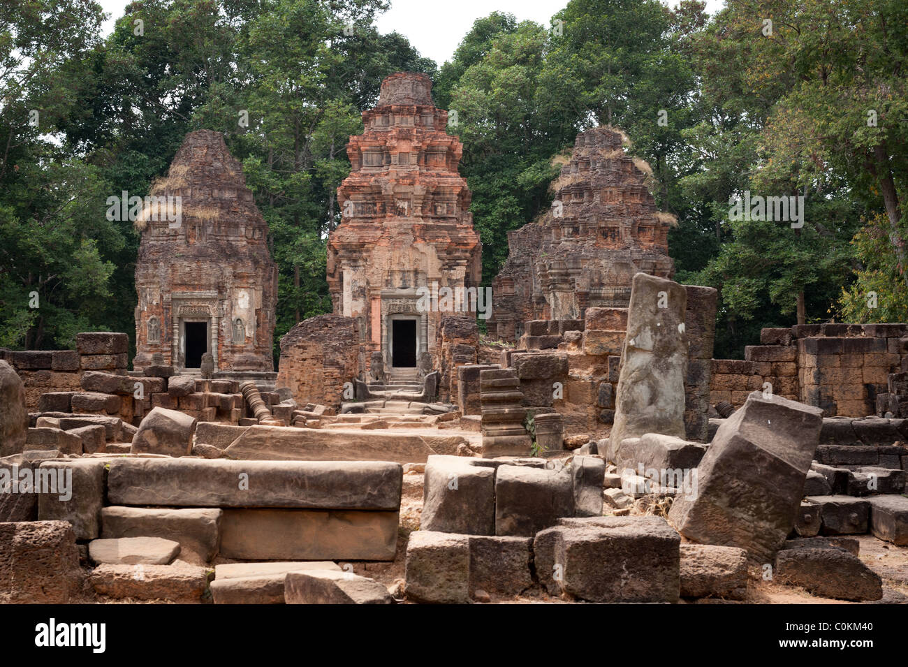 Tempel von Preah Ko der Roluos-Gruppe in Angkor, Kambodscha Stockfoto