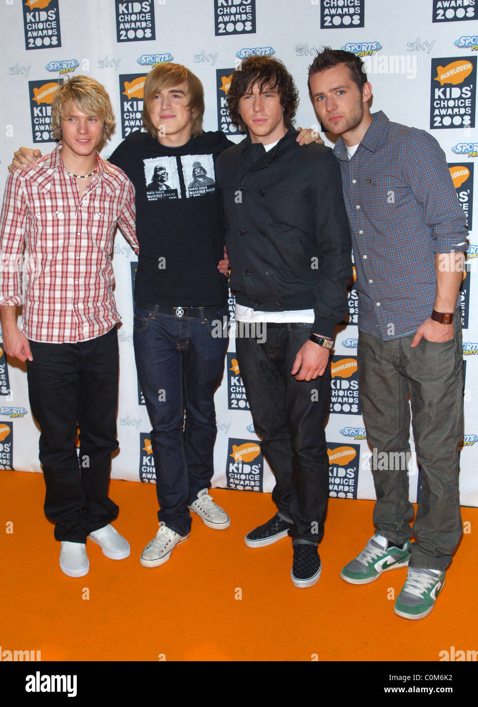 Dougie Poynter Tom Fletcher Danny Jones Und Harry Judd Der Mcfly Nickelodeon Kids Choice Awards Uk 2008 Im Excel London Stockfotografie Alamy