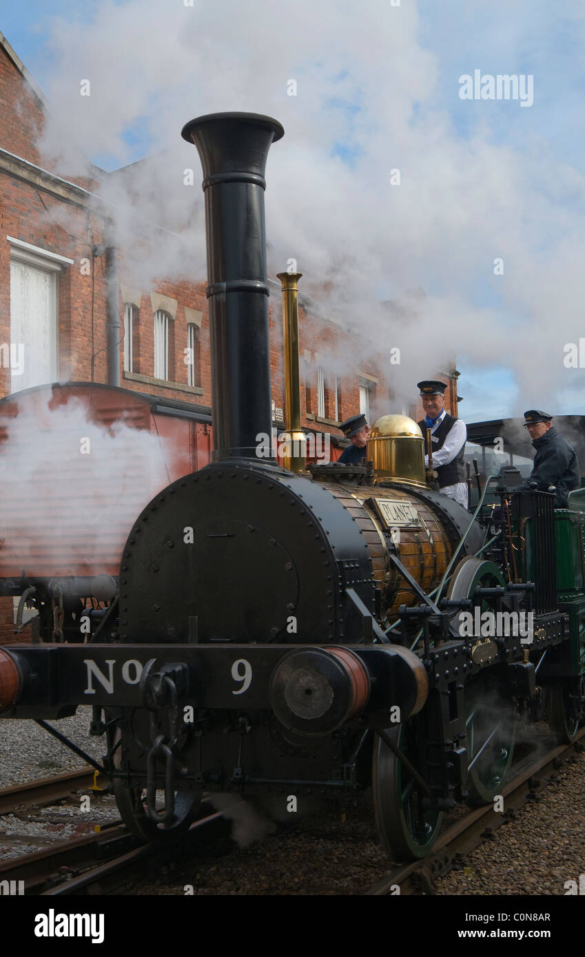 Stephensons Planet Klasse Lok im Manchester Museum of Science and Industry.MOSI Liverpool Straße Station Manchester. Stockfoto