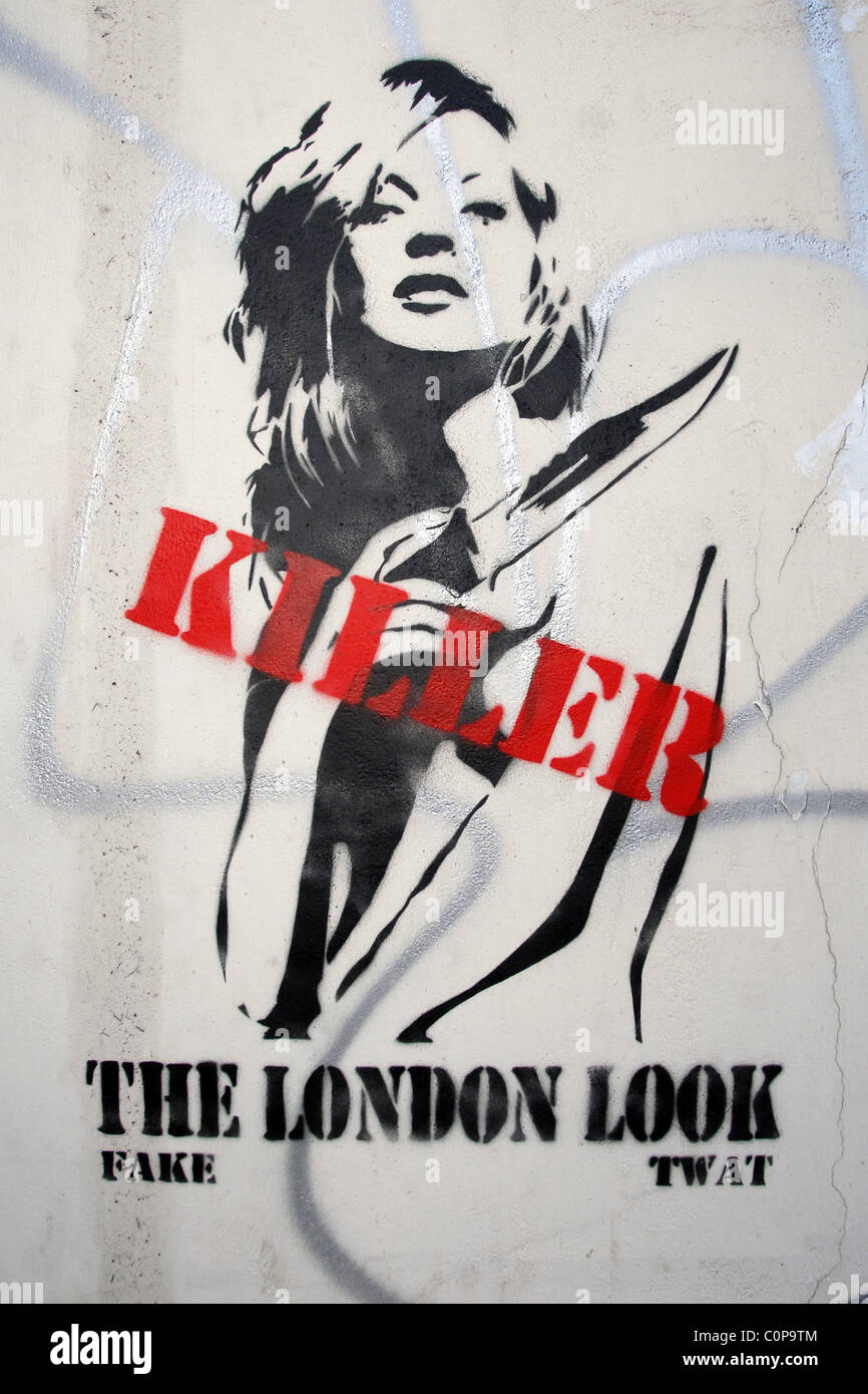 Stencil graffiti banksy style Fotos und Bildmaterial in hoher