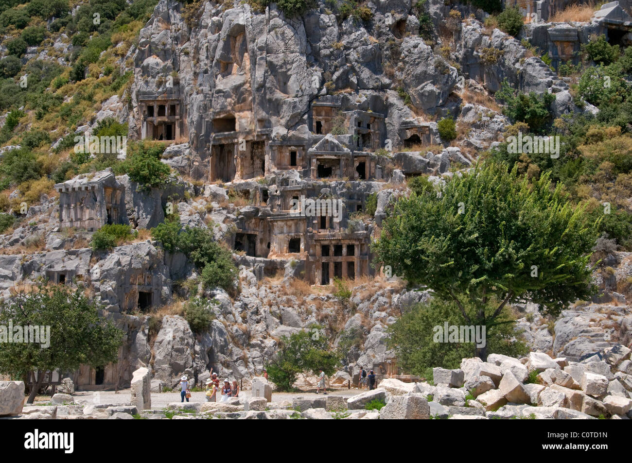 Felsengräber der antike lykische Nekropole in Myra, Demre, Antalya Provinz in der Türkei Stockfoto