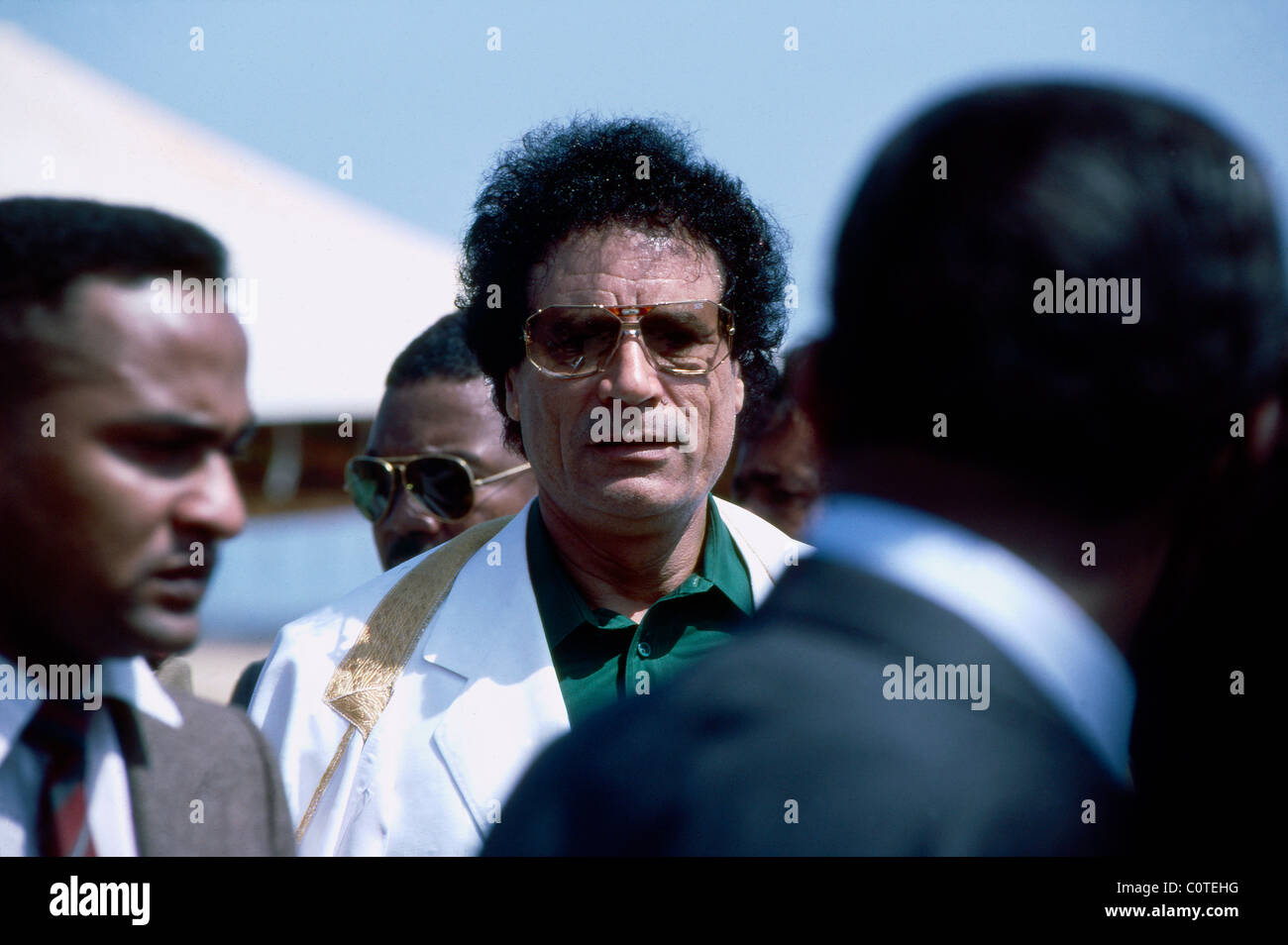 Libysche Präsident Muammar Gaddhafi während der Feierlichkeiten in Tripolis seinen 20. Jahrestag in Kraft. Stockfoto