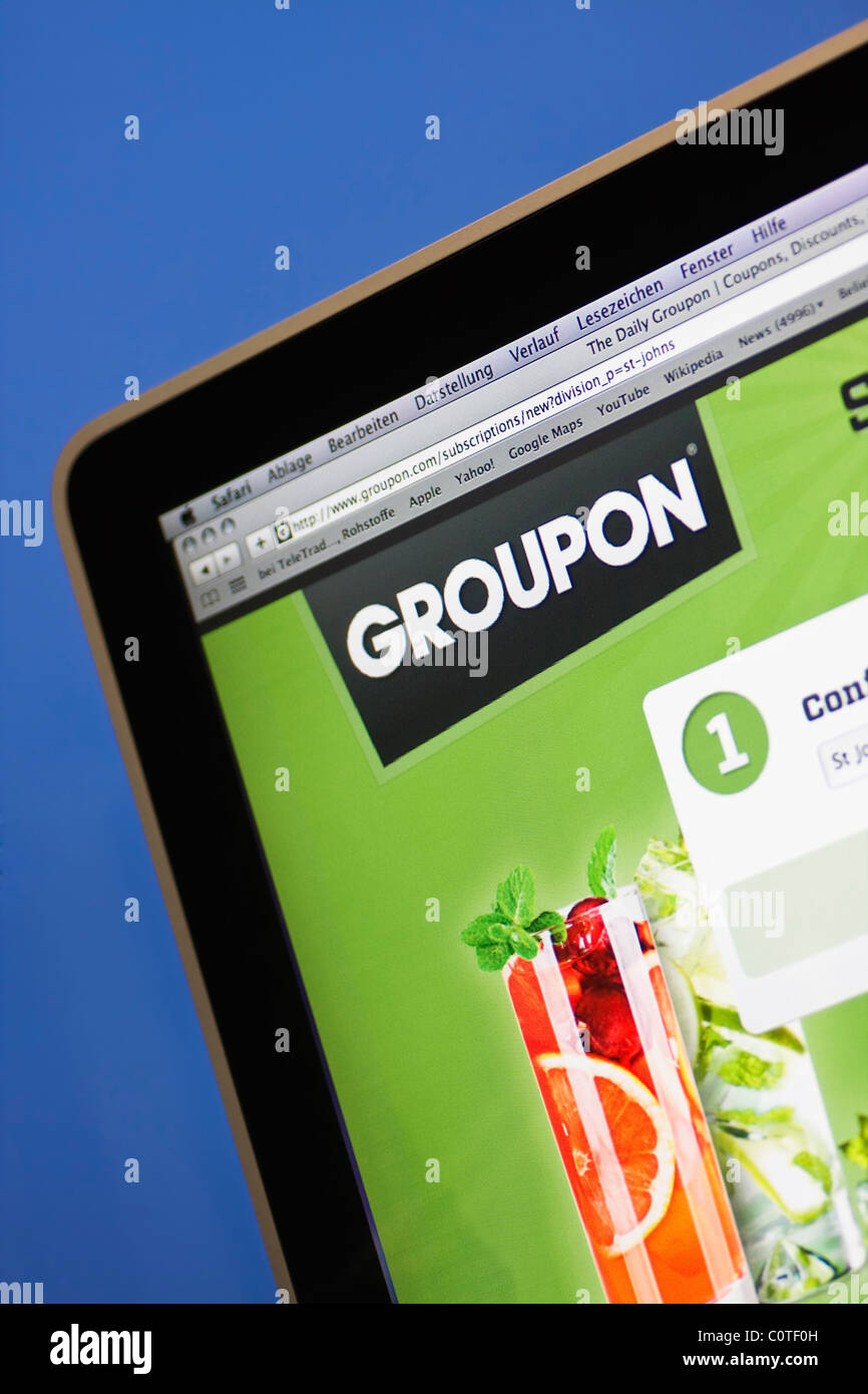 Die Groupon Webseite bietet die besten Angebote in den Städten auf der ganzen Welt Stockfoto