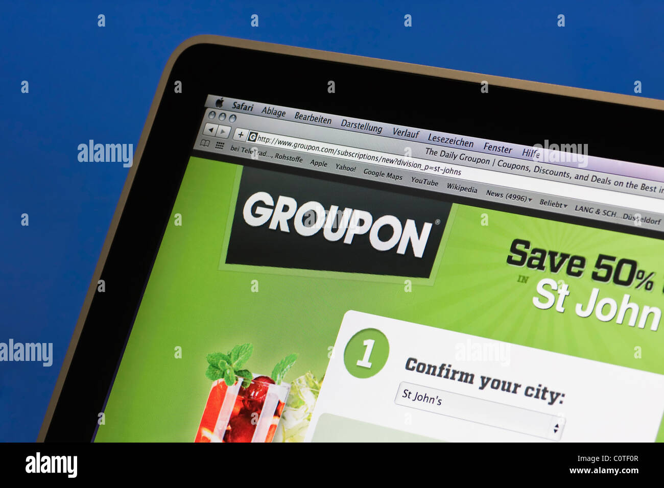 Die Groupon Webseite bietet die besten Angebote in den Städten auf der ganzen Welt Stockfoto
