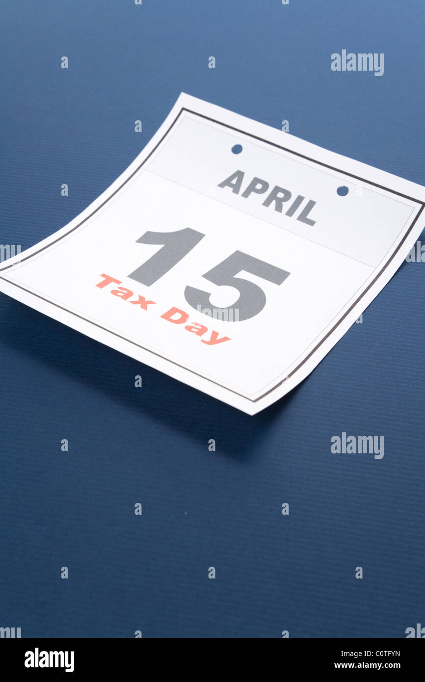 Steuer-Tag, Datum April 15 für Hintergrund Stockfoto