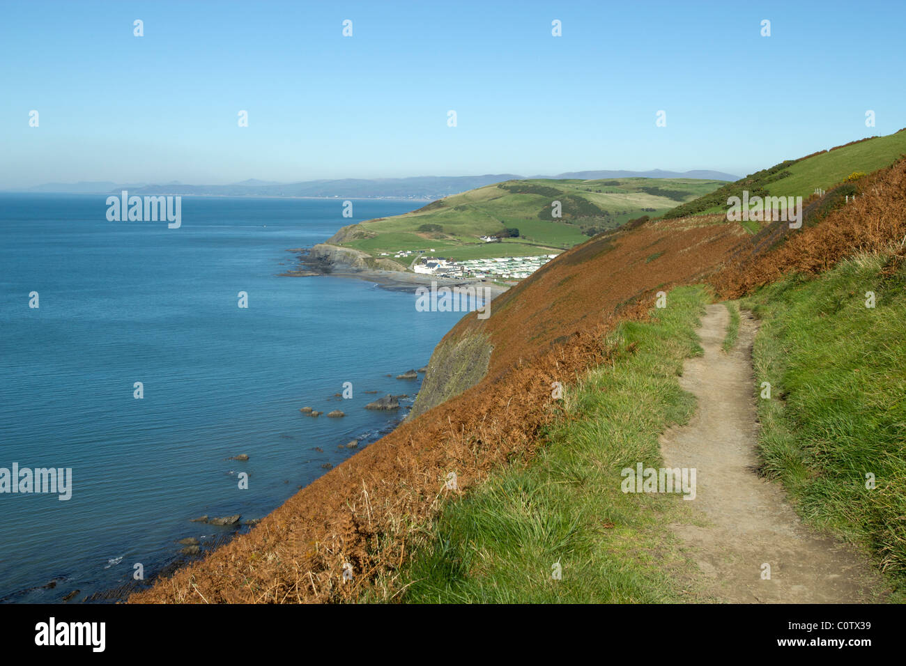 Küstenweg zwischen Aberystwyth und Clarach Bucht in Dyfed, Wales UK. Stockfoto