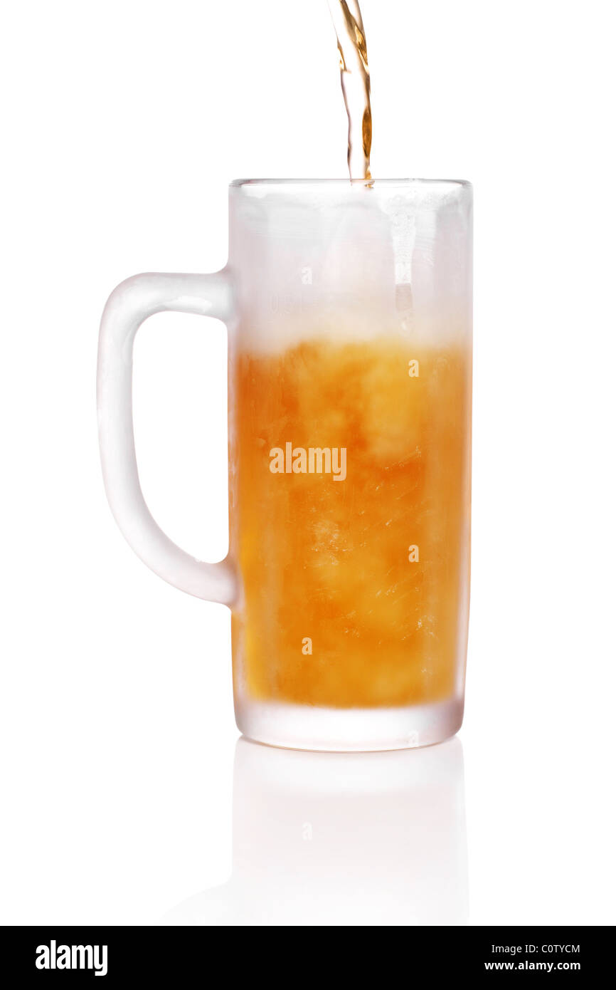 Pint Bier in einem mattierten Stein-Glas serviert. Stockfoto