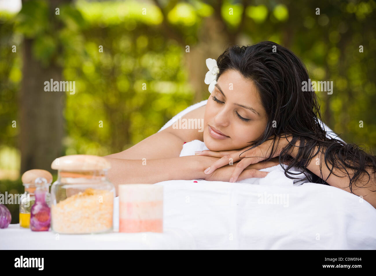 Frau, Spa-Behandlung Stockfoto