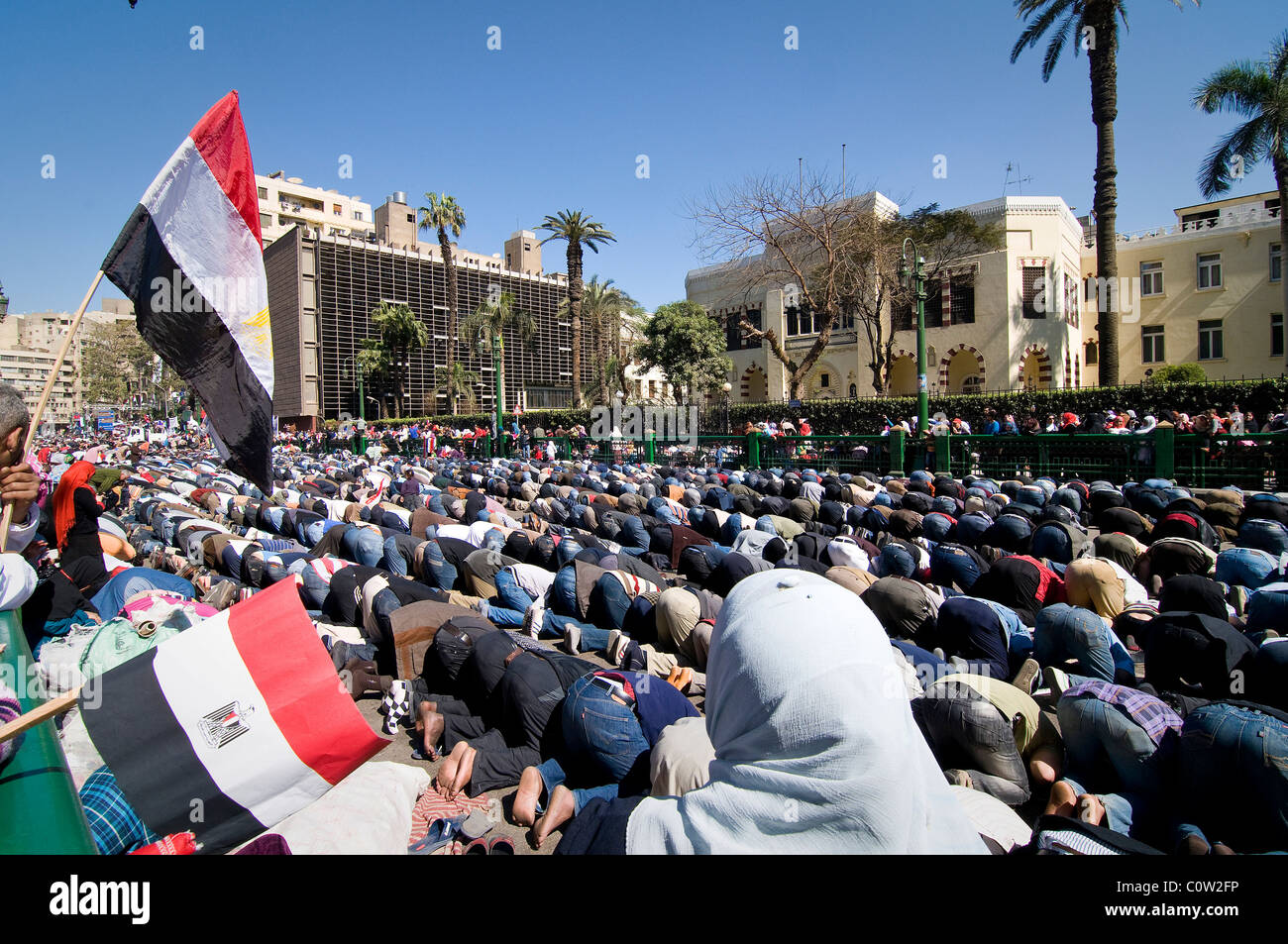 Ägypten, Kairo: Am 18. Februar Millionen Ägypter "Eine Woche seit Präsident Hosni Mubarak" zurückgetreten feierten. Stockfoto