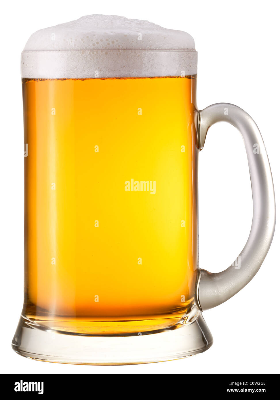 Bierglas auf weißem Hintergrund. Mit Clipping-Pfad. Stockfoto