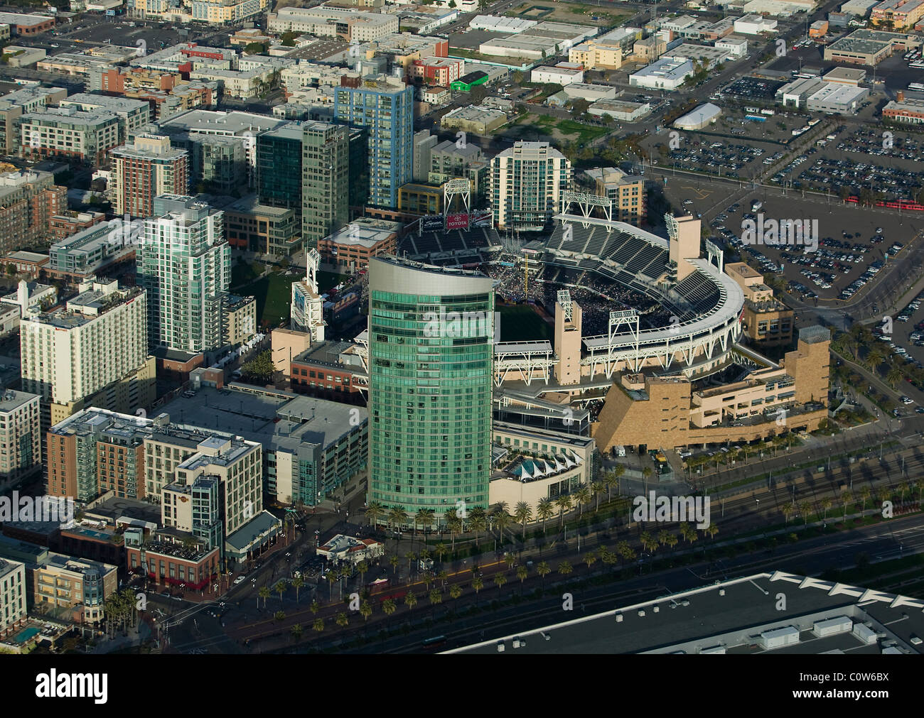 Luftbild oben Petco Park Open air Baseballstadion San Diego Kalifornien Stockfoto