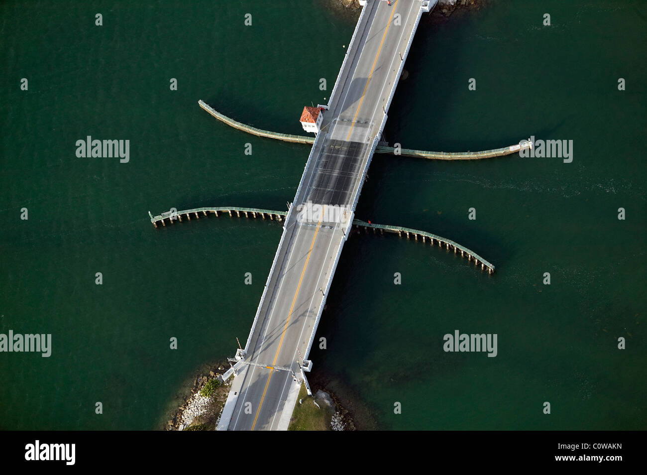 Luftbild oben Zugbrücke Venetian Causeway Biscayne Bay Miami Florida Stockfoto