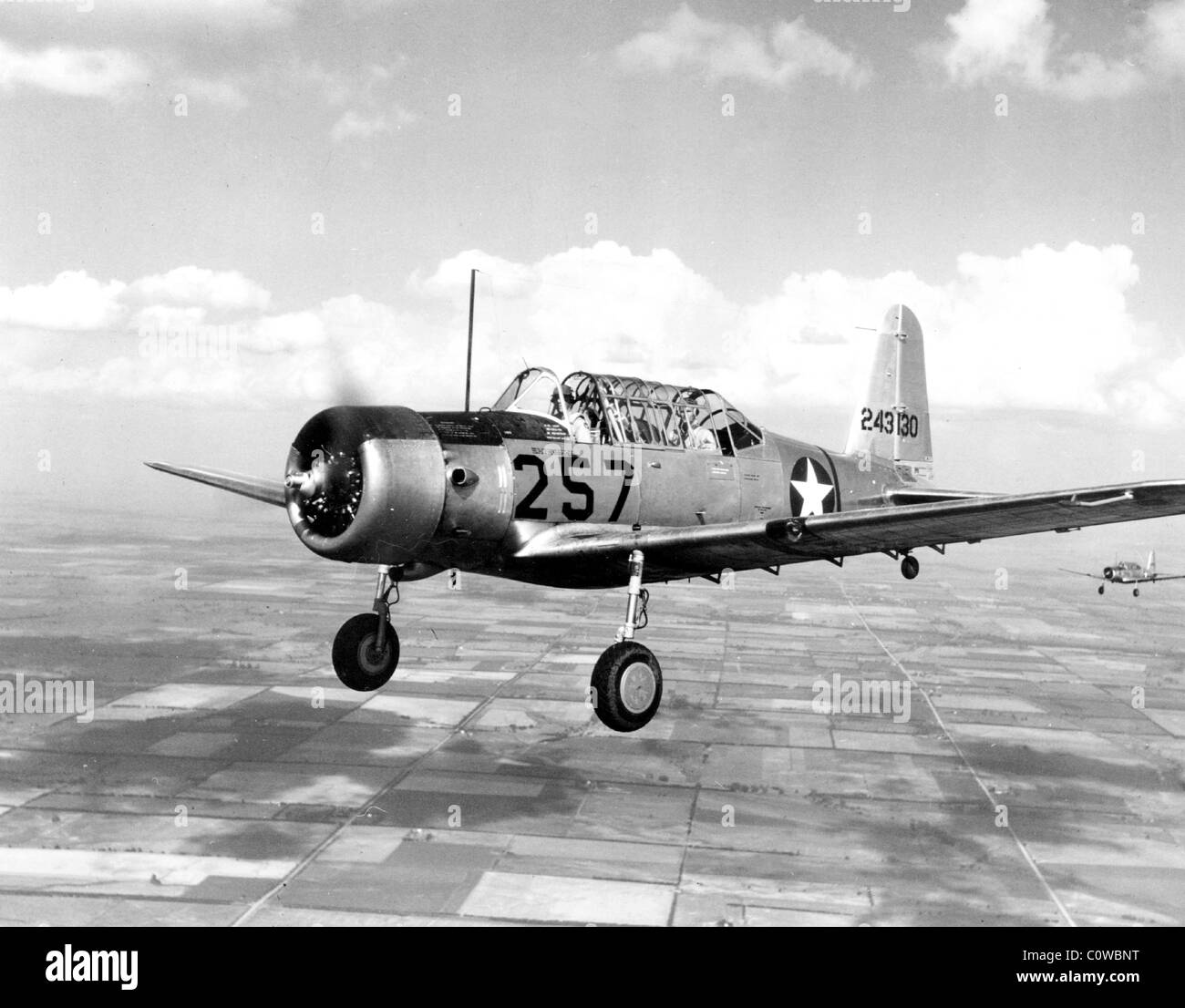 Vultee BT-13 Valiant war ein US-amerikanischer Zweiter Weltkrieg Ära grundlegende Schulflugzeug. Stockfoto