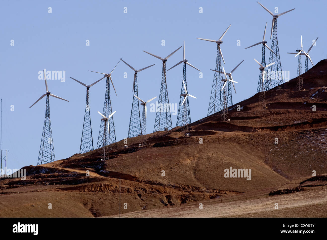 Wind Turbine Farm - westlichen Rand der Mojave-Wüste, California. Stockfoto