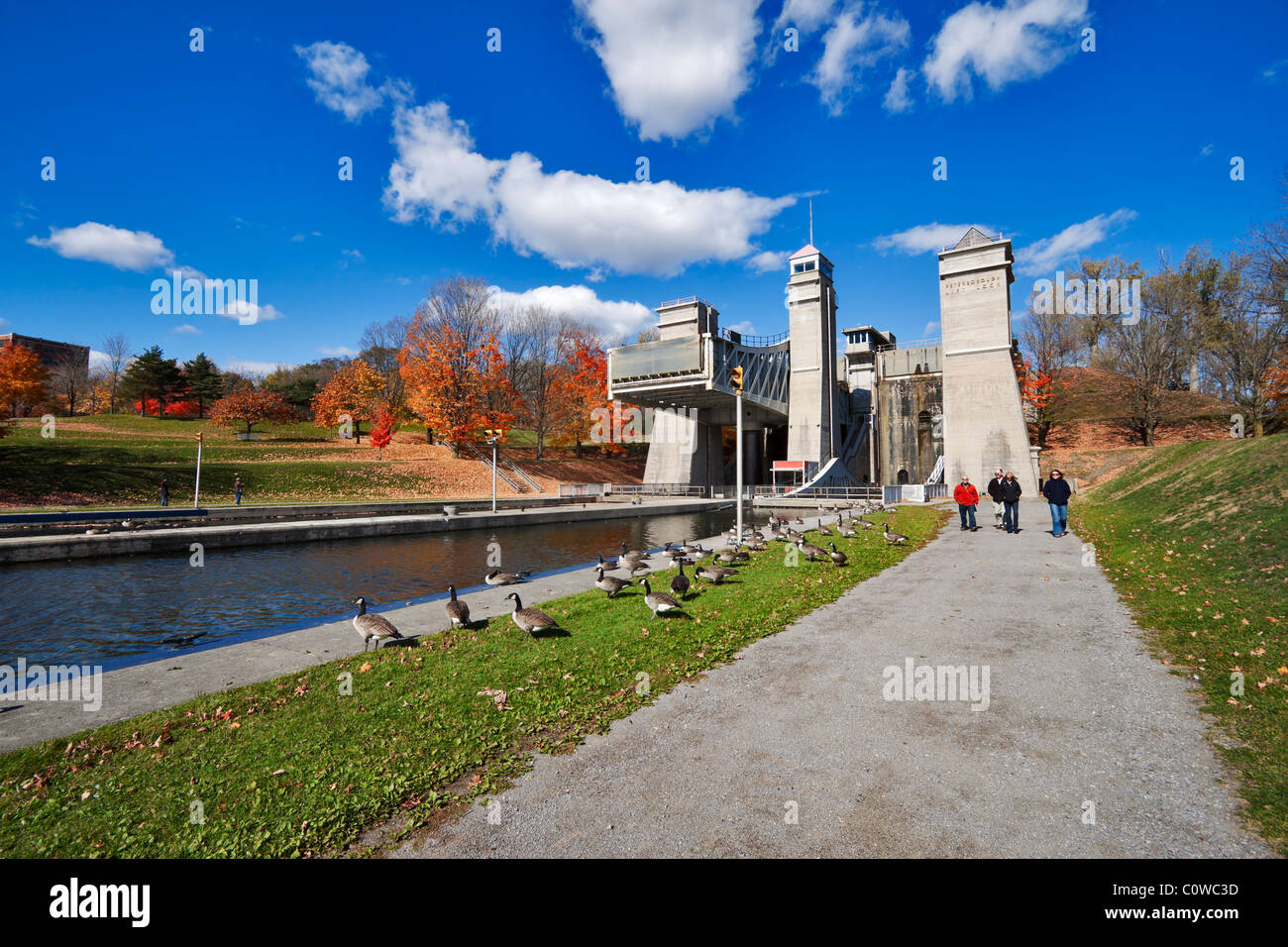 Peterborough Lift Lock, Trent-Severn Waterway, Ontario, Kanada. Stockfoto