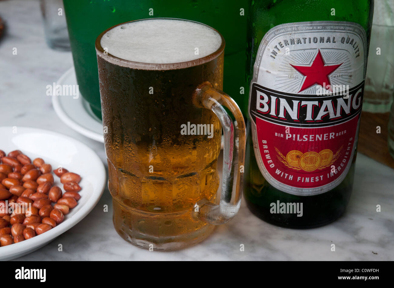Indonesische Bintang Bier Stockfoto