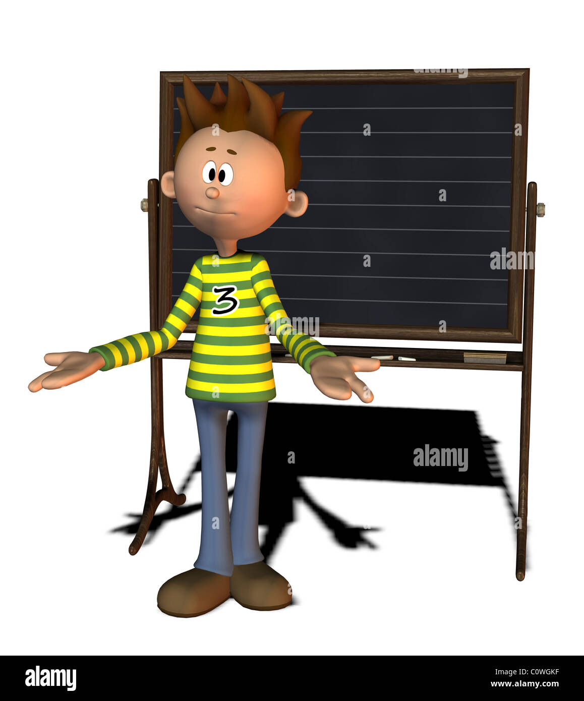 Junge mit Blackboard comic-Style Illustrationen Stockfoto