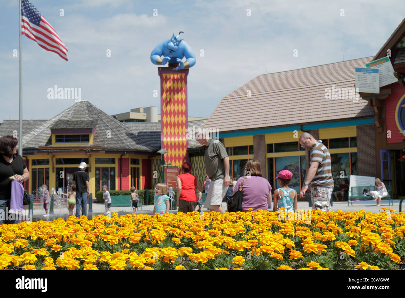 Orlando Florida, Downtown Disney Springs Marketplace, Besucher reisen Reise touristischer Tourismus Wahrzeichen Kultur Kultur Kultur, Urlaubsgruppe Stockfoto