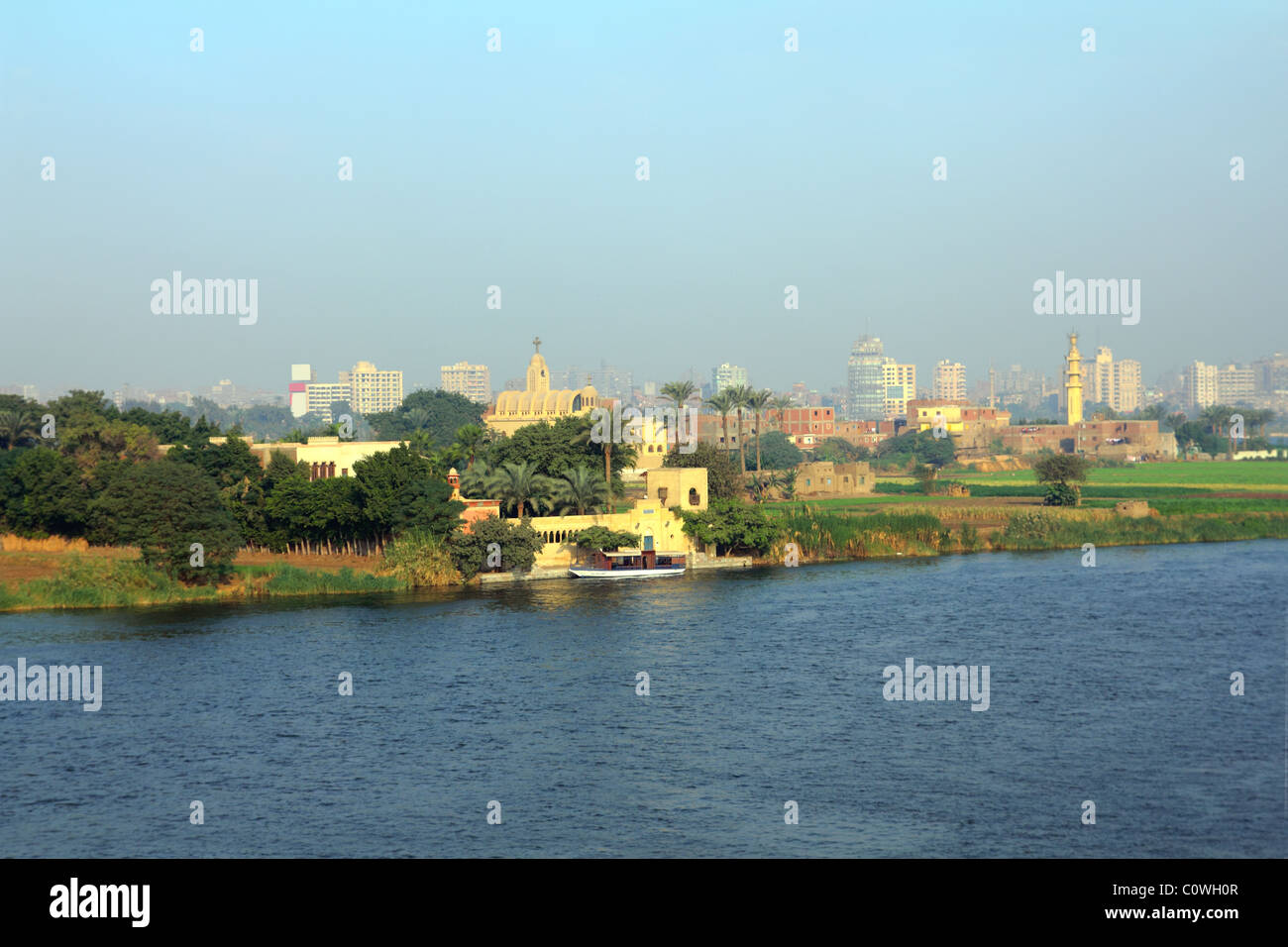 Blick auf Cairo von Brücke über den Nil Stockfoto