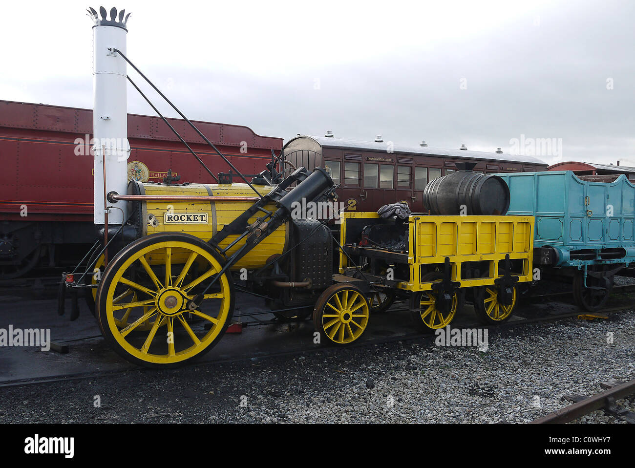 Rakete Replik im national Railway Museum Stockfoto