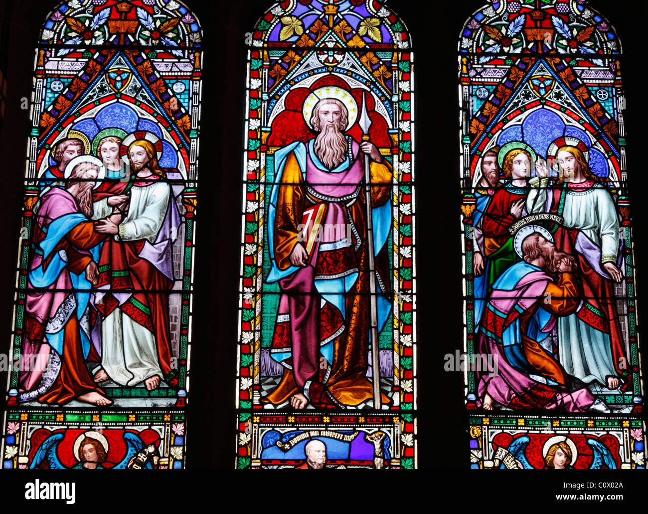 Glasfenster im Dom St. Marien, Newcastle Upon Tyne, England, USA Stockfoto