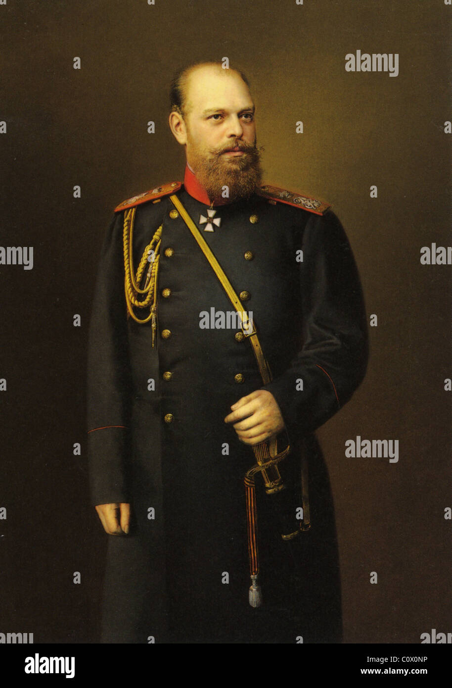 Zar ALEXANDER III. von Russland (1845-1894) im Jahre 1889 von Piotr Zabolotsky gemalt. Stockfoto