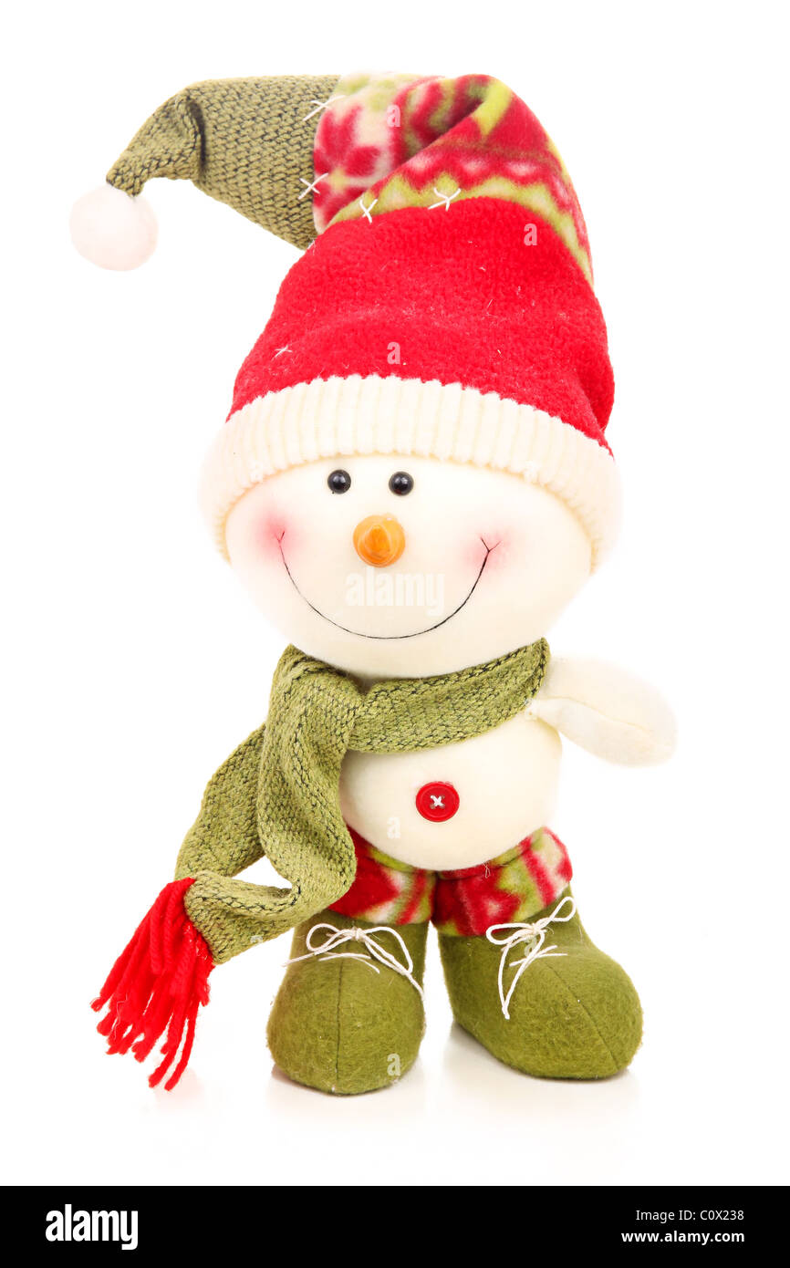 Weihnachten Schneemann isoliert auf einem weißen Stockfoto