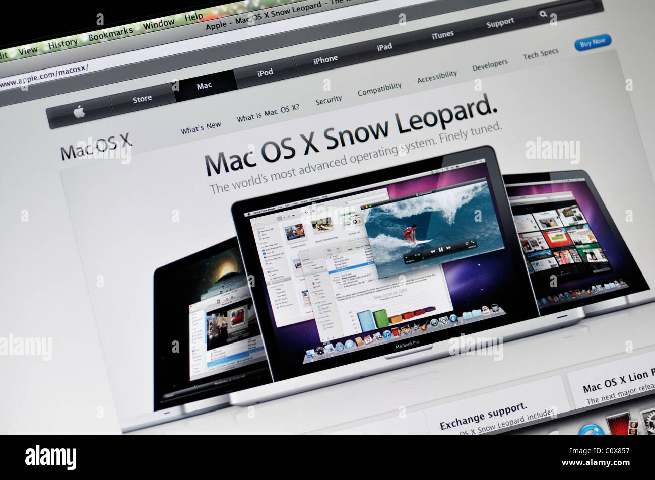Mac OX Snow Leopard Webseite Stockfoto