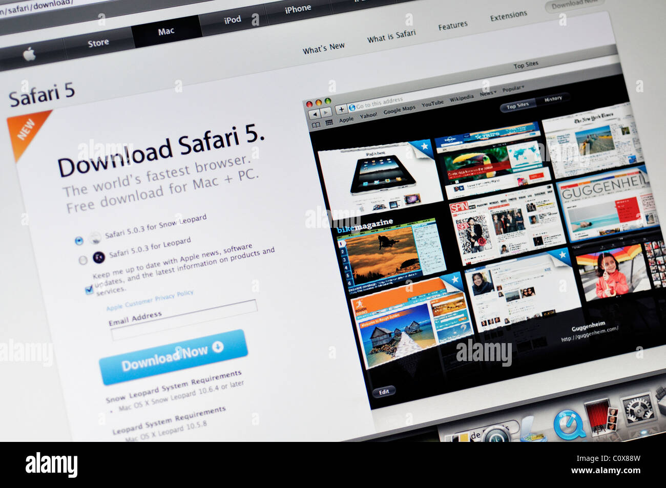 Apples Safari Web Browser Download-website Stockfoto