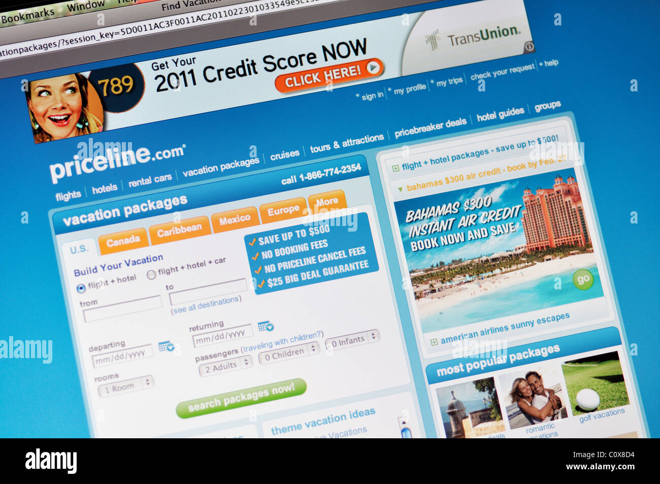 Priceline-Webseite Stockfoto