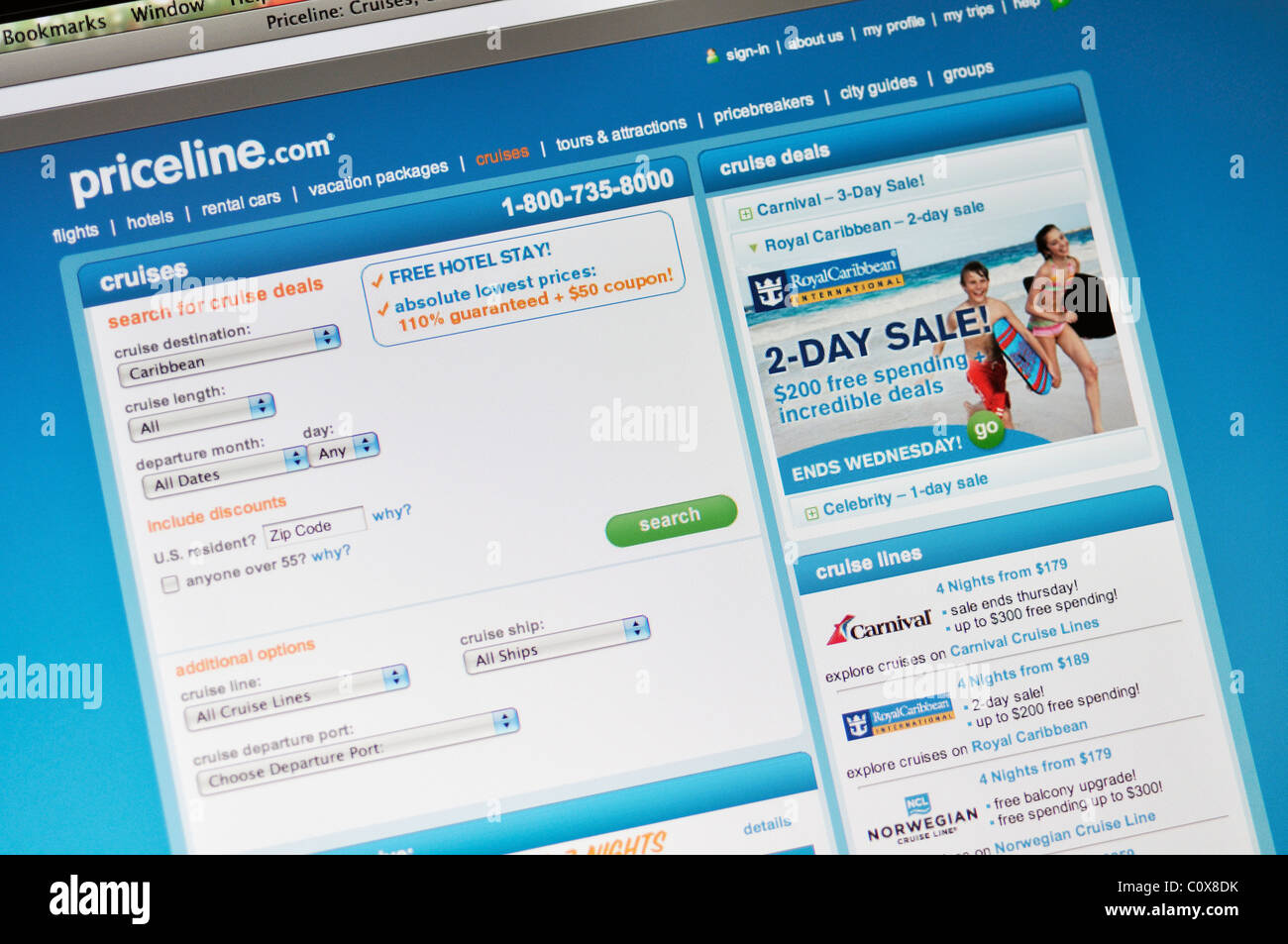 Priceline-Webseite Stockfoto
