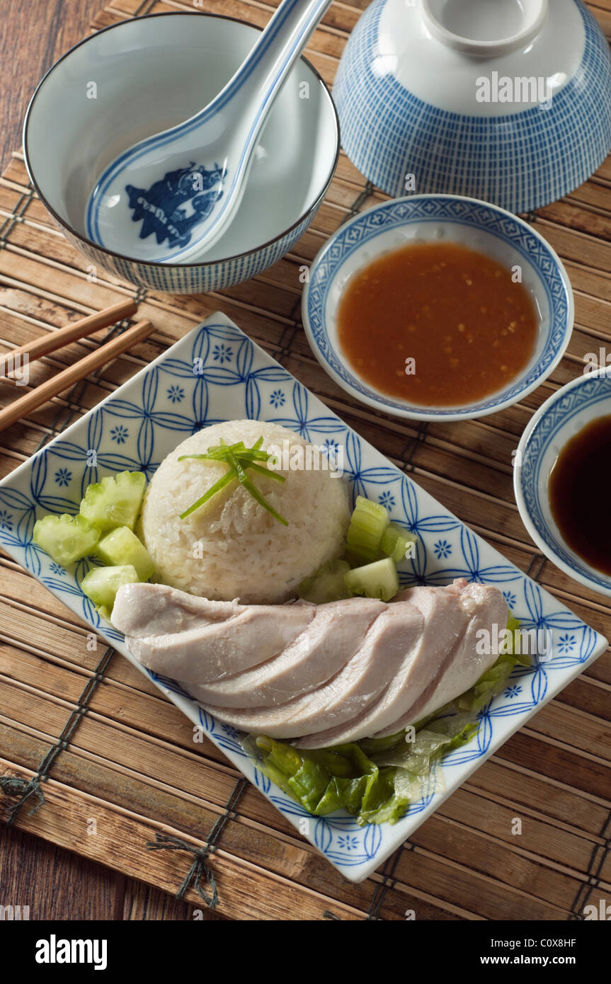 Singapur Malaysia Food-Huhn mit Reis Stockfoto